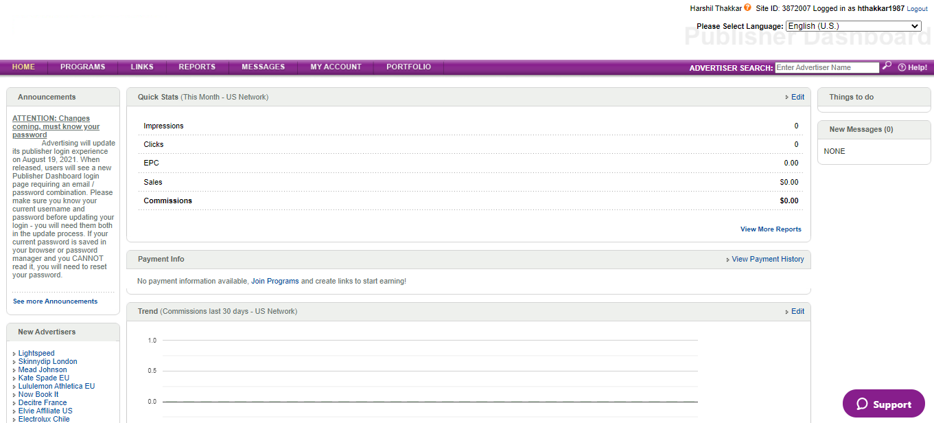 Publisher Portal for Affiliate Marketing AdTech Platform
